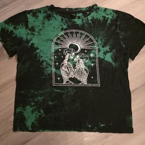 ROMWE Green and Black Tie-Dye Tee